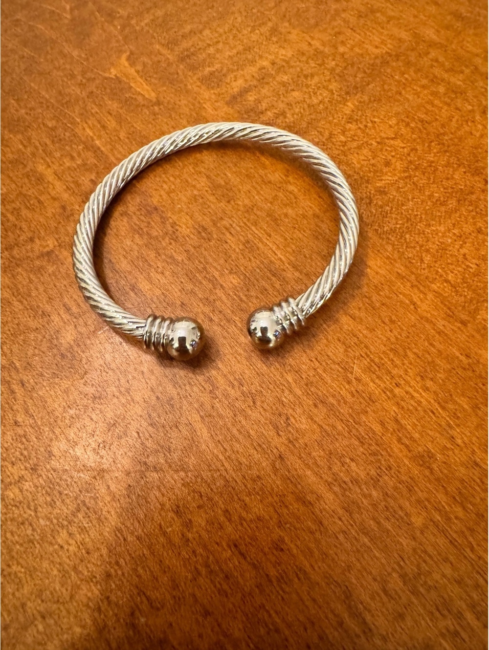 Silver Tone Twisted Cable Cuff Bracelet 634